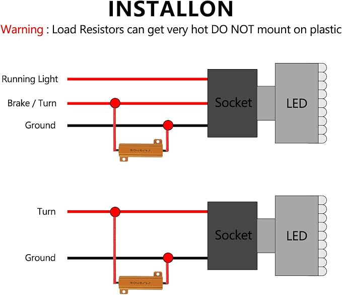 4Pcs 50W 6Ohm Load Resistor Turn Signal Blink LED Fix Fast Flash Error Code Flickering Automotive Replacement Resistors for LED Lights Indicator Controllers Bulb Headlights Tail Light License Plate