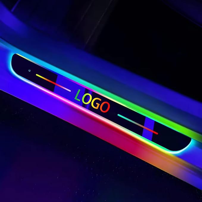 Led Door Sills for Car Magnetic, Personalized Custom Text Logo Car Door Lights, 7 Colors/28 Modes Auto-Sensing Led car Door Sill Lights, Wireless Car Pedal Lights