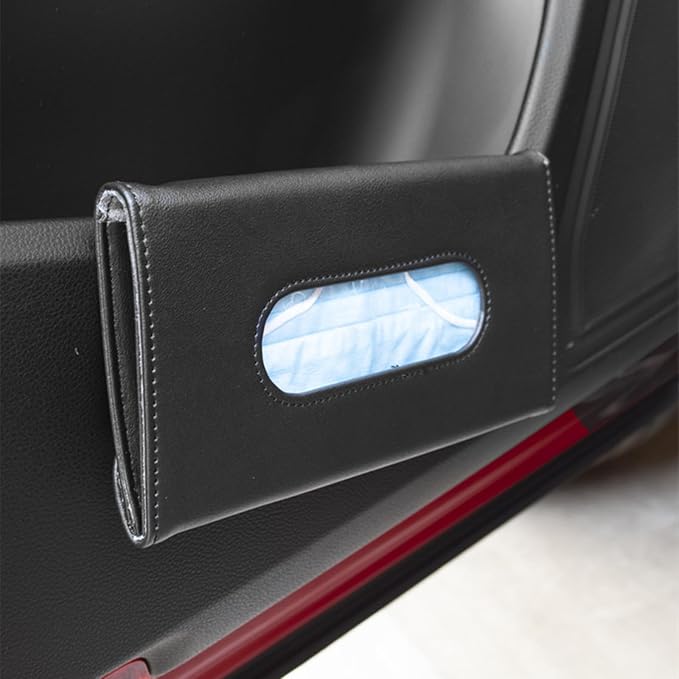 2PCS Car Tissue Holder Sun Visor Napkin Holder with Tissue Car Mask Holder | Refill Car Mask Holder PU Leather Tissue Box Tissue Box Holder Hanging Tissue Holder Mask Dispenser for Car