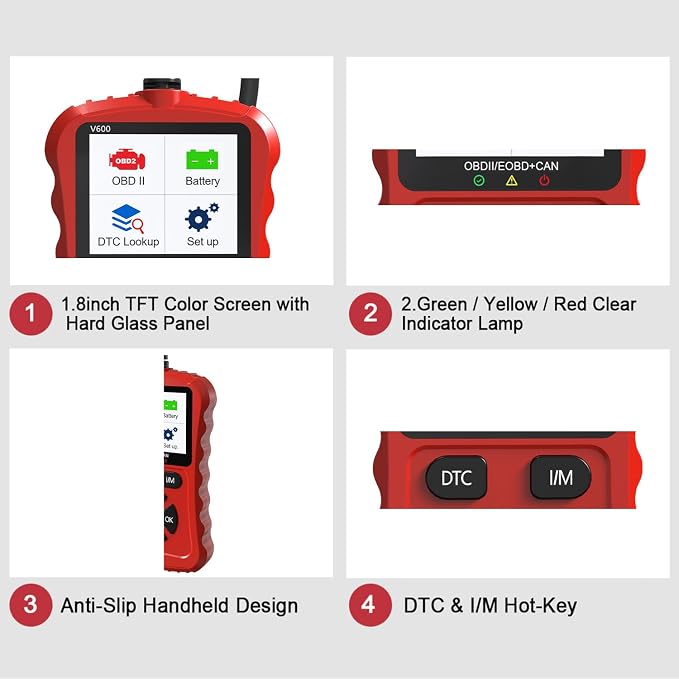 OBD2 Scanner Car Code Reader Support Voltage Test Plug and Play Fixd Car CAN Diagnostic Scan Tool Read and Clear Engine Error Codes for All OBDII Protocol Vehicles Since 1996(Red)