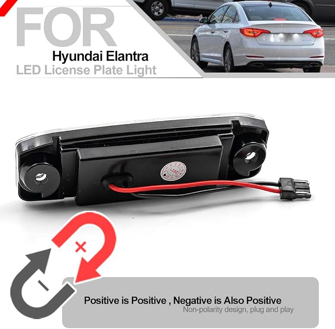 nsautolighting Elan'tra Led License Plate Light for 2007-2023+ Hyundai Kona N Elan'tra Tucson Sonata Kia Sport'age Sorento 6500K Xenon White Error Free Led Rear Tag Number Plate Lamps OEM 92501-J9000