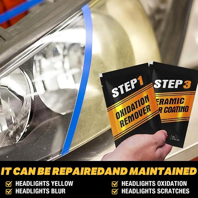 Headlight Restoration Kit, Headlight Cleaner And Restorer Kit, Removes Oxidation and Yellowing, No Power Tools Required, Multifunctional Car Headlight Polishing for All Vehicle Types