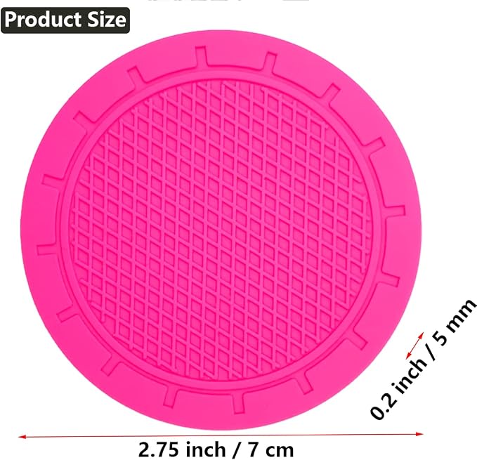 Car Cup Holder Coaster, 4 Pack 2.75 Inch Diameter PVC Non-Slip Universal Insert Coaster, Durable, Suitable for Most Car Interior, Car Accessory for Women Men Rose