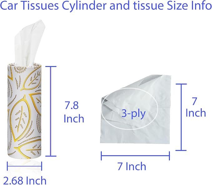 Car Tissue Refill Kit, Tissue Refill for Car Visor Tissue Holder, Round Paper Towel Holder with 9 Packs Paper