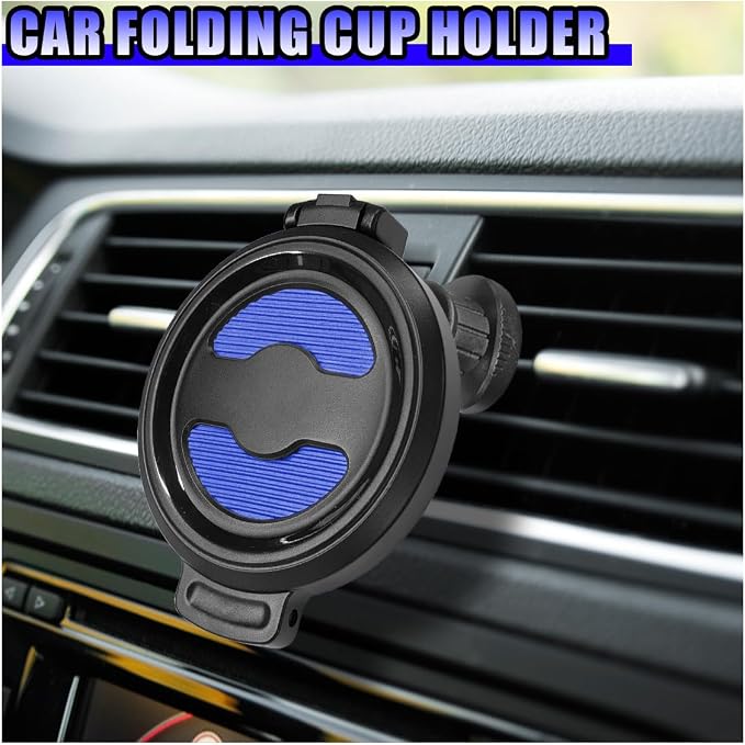 Car Air Vent Cup Holder Auto Ashtray Holder, Adjustable Drink Holder Extender for Horizontal Vents, Universal Tool-Free A/C Vent Mount for Various Coffee, Water, Juice Cups in Car, Truck, SUV (Blue)