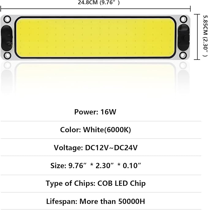 Interior Light Bar COB 108 SMD DC12-36V LED Strip Lights with ON/Off Switch for Camper Truck Van RV Trailer Boat Car Cargo Cabinet Lights with Double-Sided Tape/Screw 4-Pack White