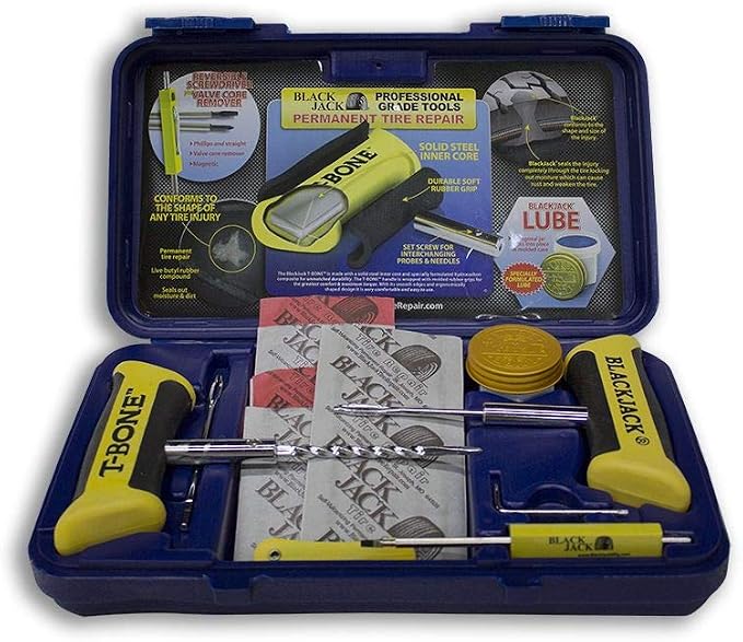 BlackJack Tire Repair Kit with T-Bone Handles (Blue) | Professional Grade