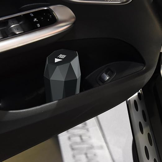 Car Trash Can with Lid,Mini Diamond Design Automatic Portable Trash Can,Used in Car Home, Office, Kitchen, Bedroom (2, Grey)