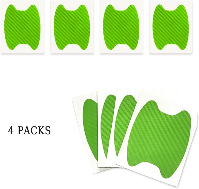 Blilo 4PCS Universal Carbon Fiber Door Handle Protector Stickers, Green, Carbon Fiber Texture, Anti-Scratch, Easy to Install