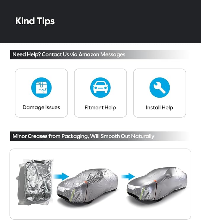 Wigoo Tesla Model 3 Car Cover Accessories (2017–2026), Custom Fit All-Weather Outdoor, Waterproof UV Sun & Heat Protection, Ventilated Design, Windproof, Smooth Paint-Safe Lining, Charging Port Zipper