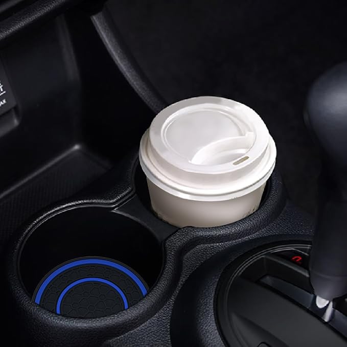 2 Pack Car Coasters for Cup Holder, 2.75 Inch Universal Auto Waterproof Coasters Silicon Insulation Cup Mats,No-Slip Anti Dust Insert Coaster for Woman Man, Suit for Vehicle Interior (2, Blue)