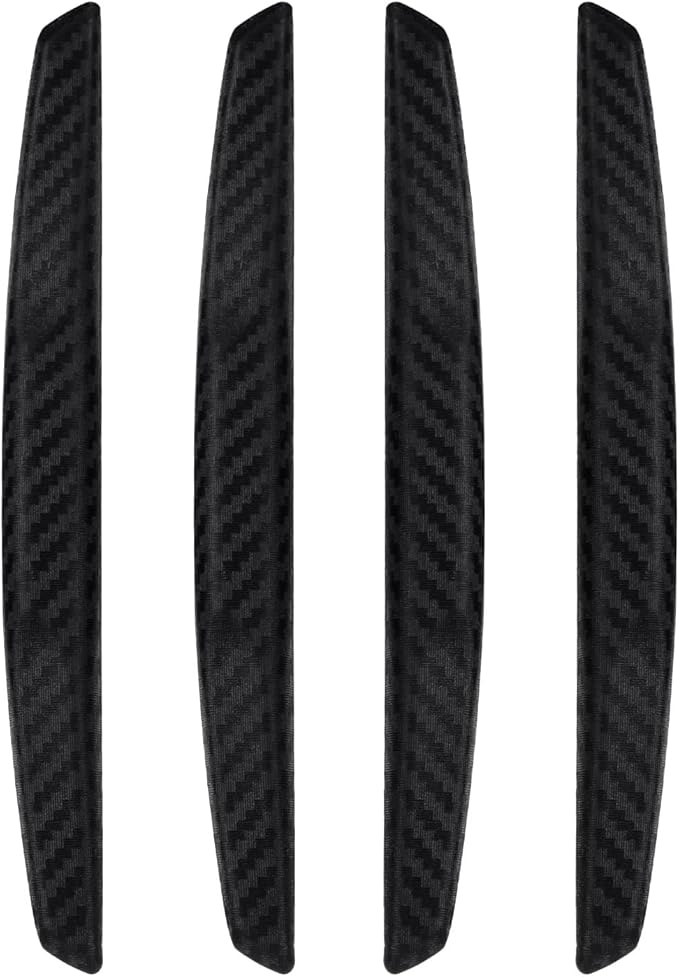 6 Inch 4Pcs 3D Carbon Fiber Texture Car Door Edge Protector Trim Strip Anti-Scratch and Anti-Collision Side Door Protectors Vehicle Exterior Accessories Sticker Black