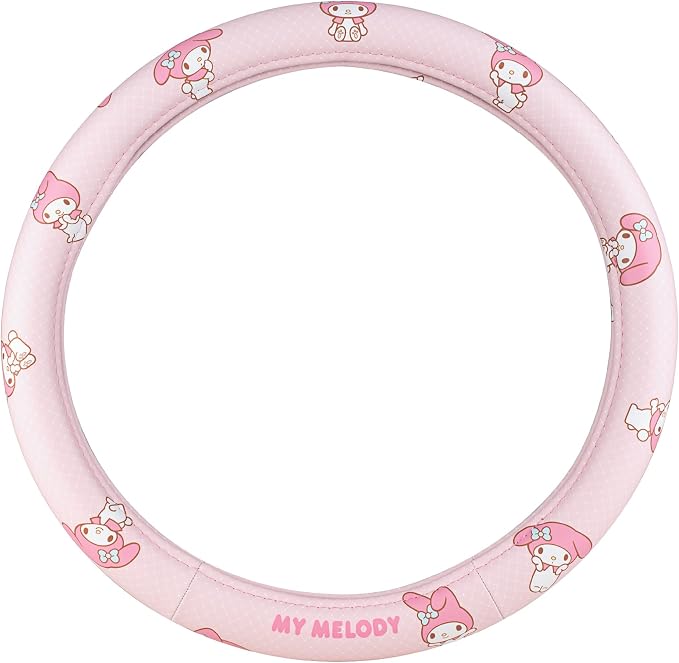 Sanrio My Melody Pastel Pink Steering Wheel Cover for Car, SUV, Truck | Universal Fit Cute Car Accessories & Gift for Women, Official Licensed Steering Wheel Protector, Fits 14.5"-15" Wheels