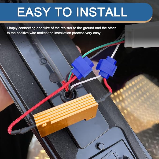 2PCS 50W 6Ohm Load Resistors, LED Resistor Turn Signal, Car LED Turn Signal Light Load Aluminum Shell with Wire Clip, Tail Light Bulb Fast Blink Error Code Warning Cancellor for Fix Hyper Flash