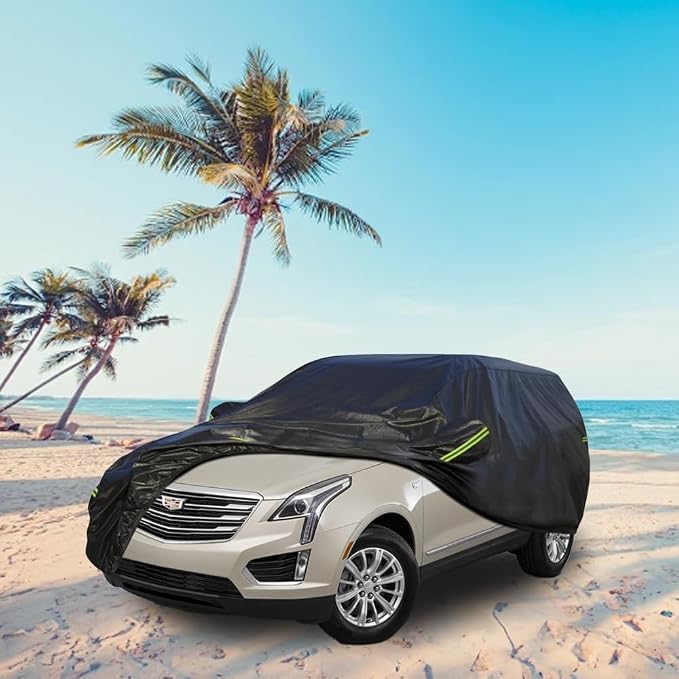 KouKou Waterproof SUV Car Cover Suitable for Cadillac XT5 from 2016 to 2025, 7 Layers Windproof All Weather Waterproof Outdoor Cover Sun Rain UV Dust Snow Protection. Black