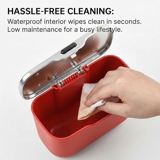 Hanging Car Trash Can, Leakproof Garbage Bin with Lid, Red | ABS Construction, Clip-On Door/Back Seat Pocket Mount, Waterproof Liner, Push-Top Opening, For Suvs, Trucks, Sedans, Vans