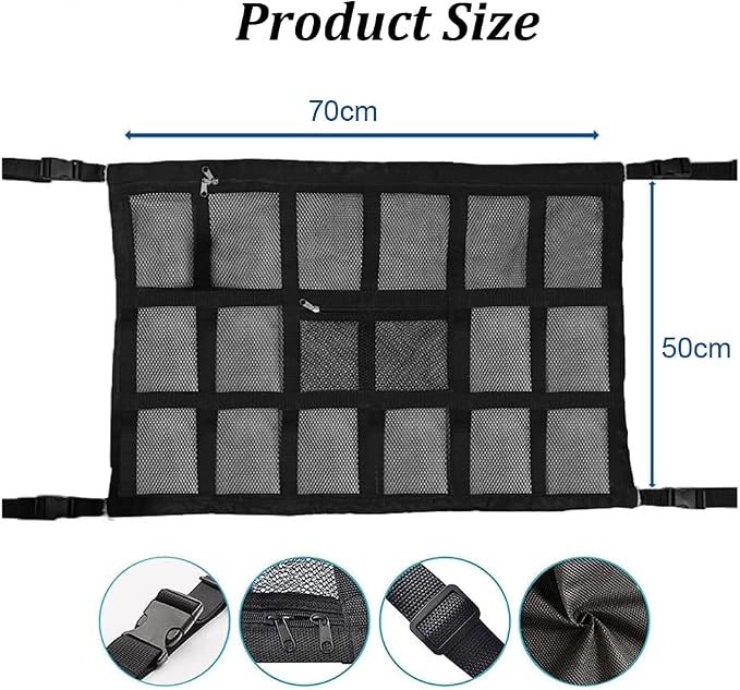 Car Ceiling Cargo Net for Lexus GX 470 LX 470 LX570, Car Overhead Storage Mesh Organizer, Adjustable Buckle Roof Storage, Auto Cargo Organizer, Interior Accessories,70 * 50