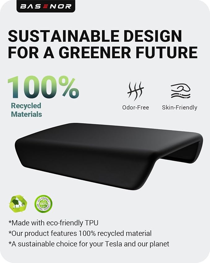 BASENOR Upgraded Tesla Model Y Model 3 Center Console Cover TPU Armrest Cover Non-Slip Protector Armrest 2017-2024 Tesla Interior Accessories Black (Not Compatible with 2024 2025 Tesla Model 3)