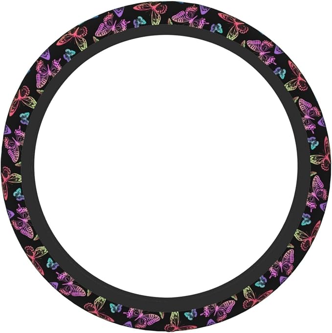 Butterfly Trendy Purple Steering Wheel Cover For Women Men Girls Car Accessories Decor Anti-Slip Neoprene Auto Steering Wheel Covers Protector Universal 15 Inch