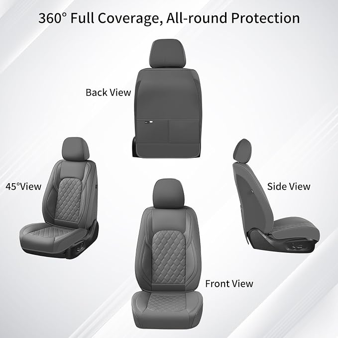Huidasource Silverado Seat Cover, Sierra Seat Cover fit for Chevy Silverado/GMC 2014-2018 1500, 2015-2019 2500HD 3500HD Crew Double Extended Cab, Thickened Nappa Leather Truck Seat Covers, Black&Blue
