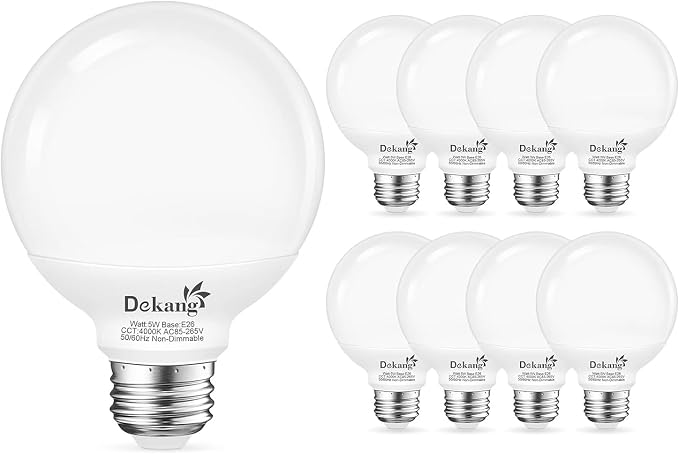 8-Pack LED Vanity Light Bulbs for Bathroom 4000K Natural Daylight, E26 Base Globe 60W Incandescent Equivalent, 5W Round Light Bulbs for Vanity Mirror, 500LM, Non-dimmable