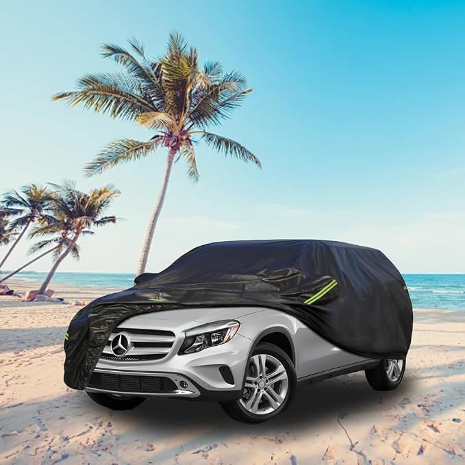 KouKou Waterproof SUV Car Cover Suitable for Mercedes Benz GLA200 GLA250 GLA35 45 from 2013 to 2025, 7 Layers Windproof All Weather Waterproof Outdoor Cover Sun Rain UV Dust Snow Protection. Black