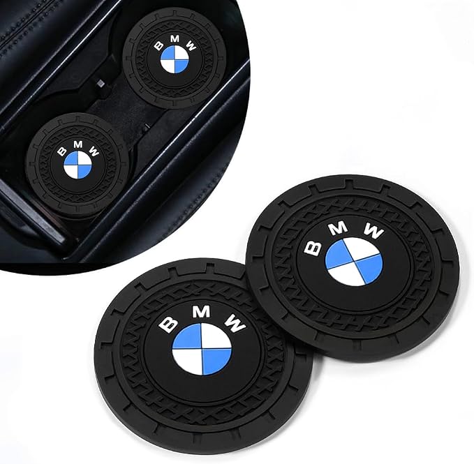 Car Coasters for Cup Holders, Car Cup Holder Coasters for BMW 5 6 7 Series X3 X4 X5 X6 M Vehicles, Silicone Non-Slip Car Cup Mat for BMW Car Interior Accessories for Men Women,2Pcs 2.75''