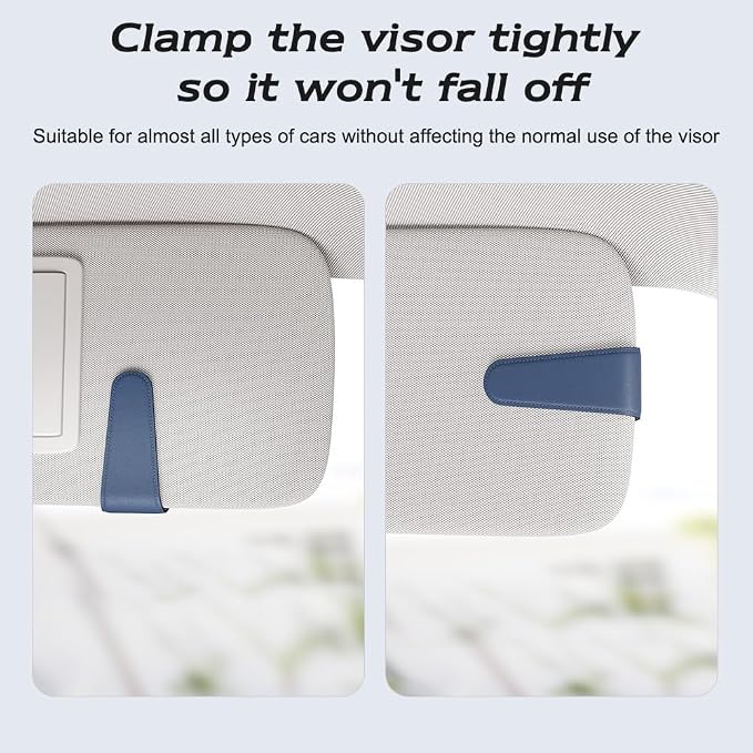 Sotfamily Sunglass Holder for Car Visor, Blue, 2 Packs | Suede Cloth, Magnetic, Organizer for Car Accessories
