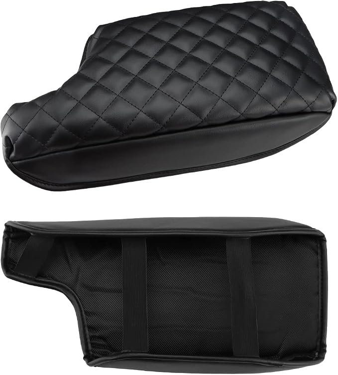 INTGET Car Center Console Armrest Cover for Subaru Crosstrek Accessories 2018-2022 2023 Impreza 2017-2023 Leather Arm Rest Box Lid Cover Seat Protector (Black with Cushion)