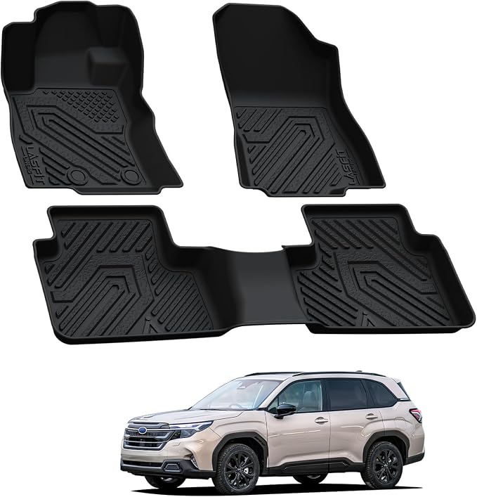 LASFIT Floor Mats for Subaru Forester 2026 2025 (Only Hybrid), All Weather TPE Custom Fit Floor Liners Easy Clean 1st & 2nd Row Mats for Forester Hybrid 2025 2026 Car Accessories, Black
