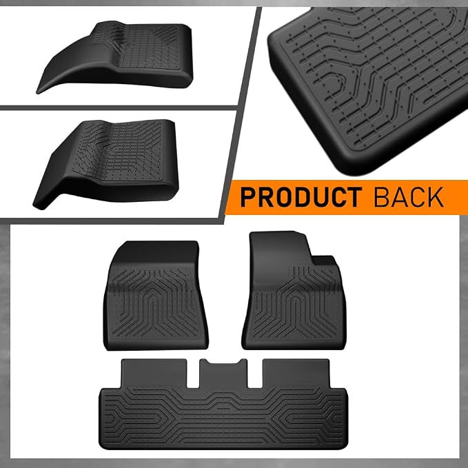 G-PLUS TPE Floor Mats Fit for Tesla Model 3 2017-2023 | Not Fit 2023 Oct-2026 New Model,All Weather Protection,Custom Fit Model 3 Floor Liners Accessories,1st & 2nd Row,Non-Slip
