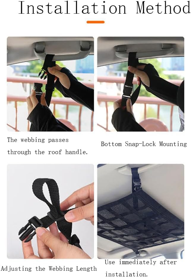 Car Ceiling Cargo Net Roof Storage Organizer Mesh Hammock for Subaru Crosstrek 2013–2025 2026 GP/GU,Interior Mesh Hammock Zipper Pocket,Space Saving Road Trips Camping,90 * 65