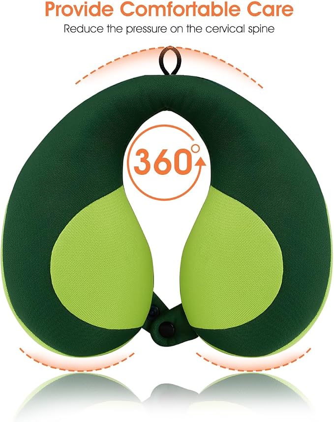 INFANZIA Kids Chin Supporting Travel Neck Pillow, Helps Support Head and Neck, Comfortably Designed for Head, Neck, and Chin Support - Gifts for Toddler/Child/Kids, Green