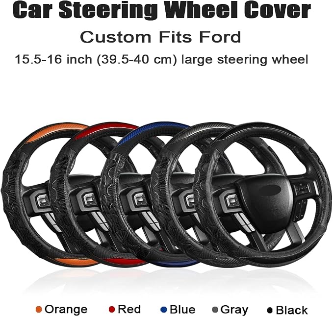 GIANT PANDA Car Steering Wheel Cover for Ford F150 F250 F350 Expedition 15.5-16 inches - Red