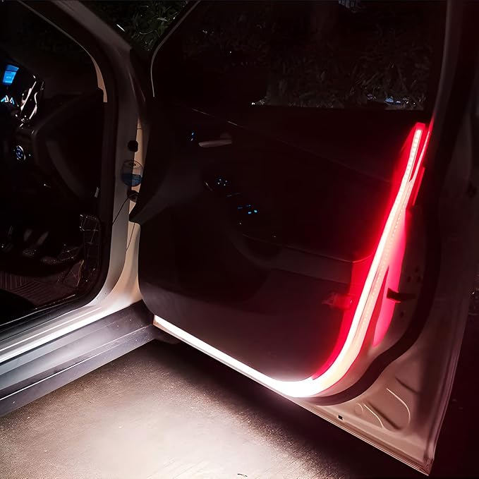 Bittwee 2PCS Car Door LED Strip Lights, 48 Inch 1.2M Multi-Color Waterproof Automotive LED Door Warning Light Strip Flowing Flexible Sequential Safty Lamp, Universal for Vehicle SUV Truck RV