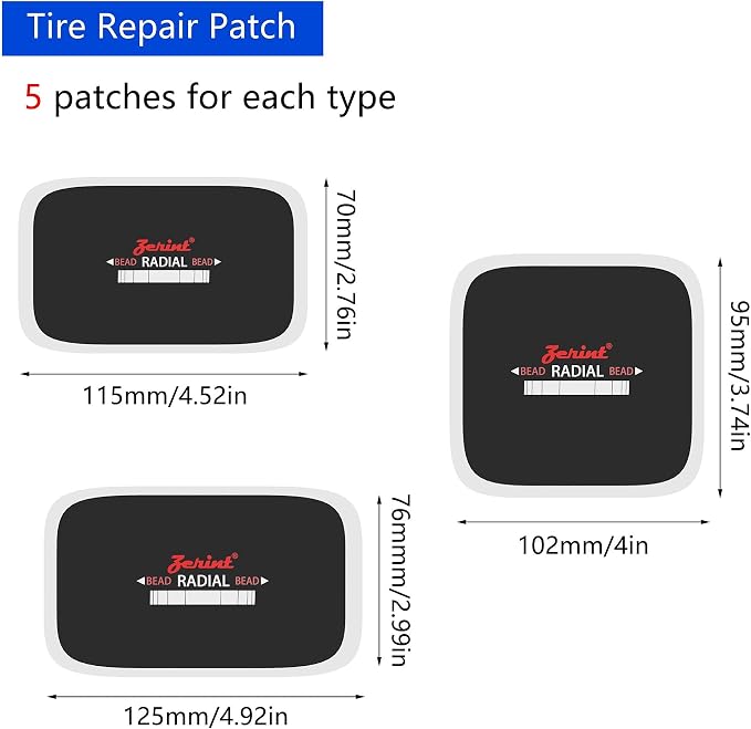 TP-M87R American Style Radial Repair Patch Kit Tire Repair Patch Tire Plug Kit Radial Tire Patches Multi Sizes 35 pcs