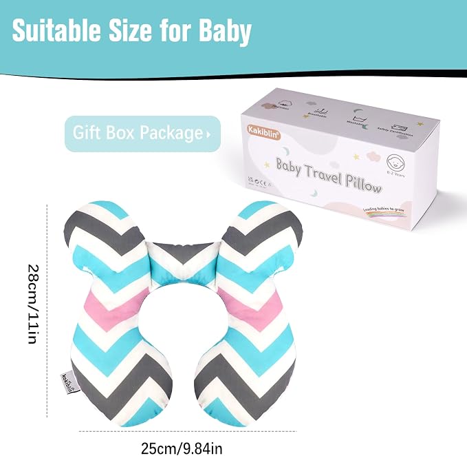 KAKIBLIN Baby Travel Pillow, Upgraded Baby Neck Pillows for Car Seat, Infant Neck Support Pillow for Head and Neck,Newborn Head Support for Car Seat,Pushchair