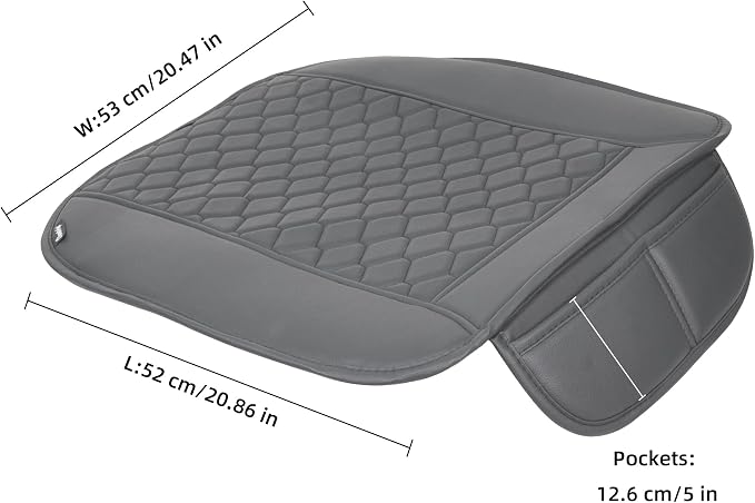 Elantrip Gray 2 Pcs Car Seat Cover, Includes Front Car Seat Protector, Premium Interior Covers with Storage Pockets, Padded Seat Covers for Cars Trucks SUV Auto Gray- Padded, Non-Slip