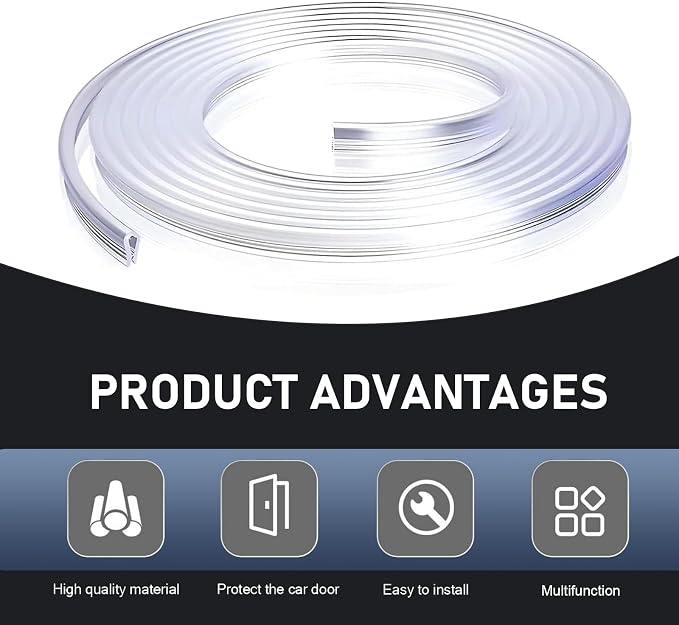 Car Door Edge Guards, 16.4 Ft U-Shaped Anti-Collision Protection Strips for Car Windows Hood Trunk, PVC Flexible Cuttable Sealing Decorative Strips, for Most Cars Furniture Bags (Transparent)