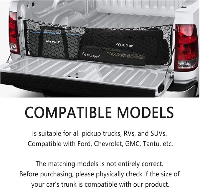 49''X16'' Truck Bed Organizer,Elastic Shrink Cargo Net Hold Many Items to Keep The Interior of Tidy,Truck Storage Fit for Ford,Chevrolet,GMC,Tantu
