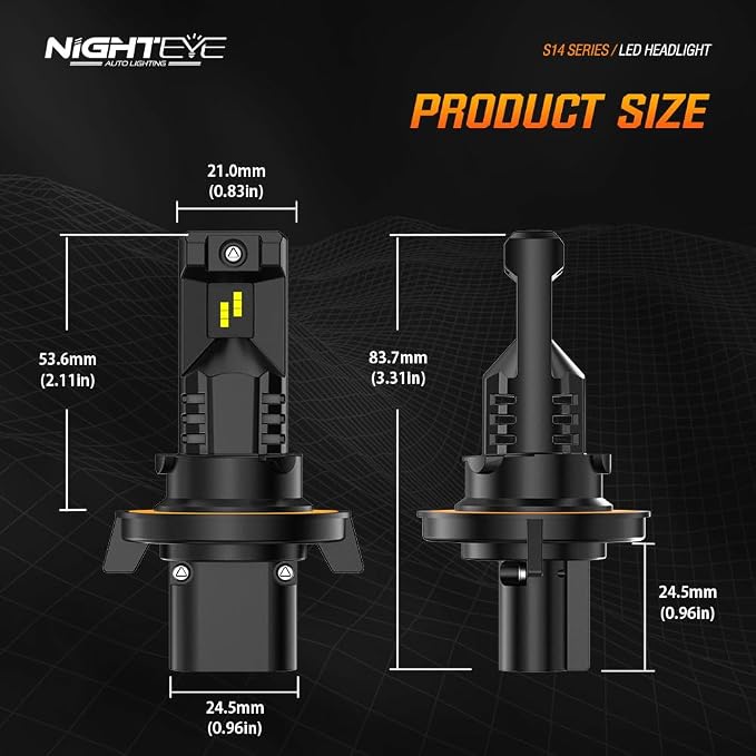 NIGHTEYE H13 Fog Light Bulbs - 700% Super Bright 60,000+ HRS Lifespan,6500K Cool White,Plug and Play, Pack of 2