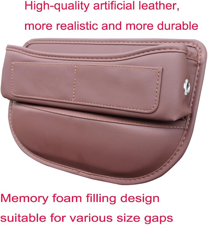 Seat Gap Organizer Car Seat Console Organizer Front Seat Side Storage Bag Center Console Side Pocket Car Seat Crevice Storage Seat Gap Filler Between Seat Storage Pouch(Brown)