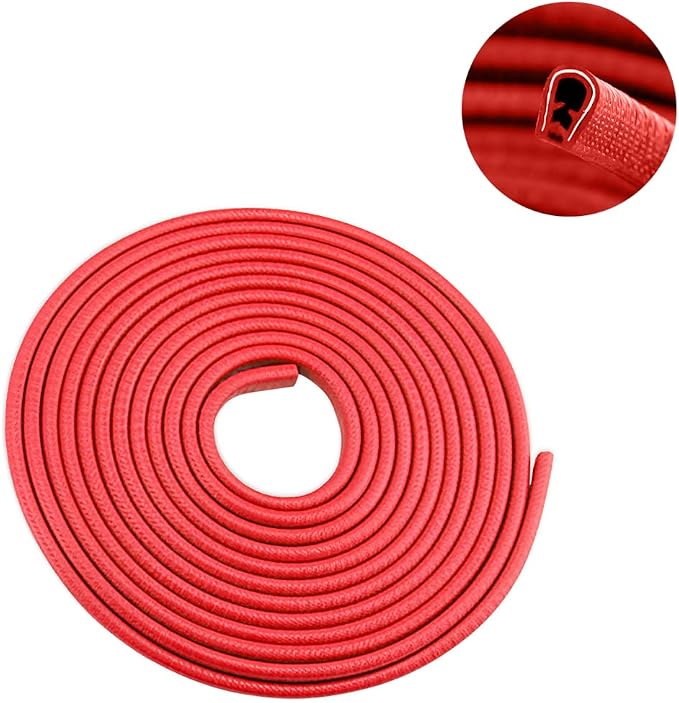Car Door Edge Guards, 32Ft Universal Rubber Seal Protector U Shape Edge Trim Car Door Edge Protection for Most Car, Aluminum Boat Edge Guards (Red/32FT) | Universal fit, most cars/SUVs/trucks, rubber seal, press-on channel, no glue, check thick strips,...