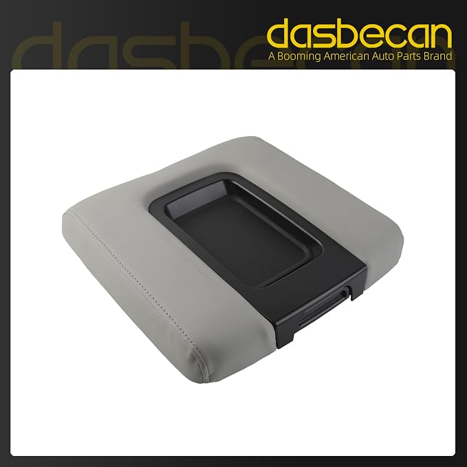 Dasbecan Center Console Lid Compatible with 2014-2018 Chevy Chevrolet Silverado/GMC Sierra 1500 2500HD 3500HD Front Center Console Armrest Lid with Liner Mat Replace# 22881398(Gray)