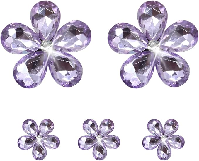 Zpana Bling Daisy Flower Car Air Vent Clips, 5PCS Sparkling Crystal Rhinestone Cute Vehicle Air Conditioning Clamp, Diamond Auto Air Outlet Clip Decor for Women Girls, Universal Fit (Purple)