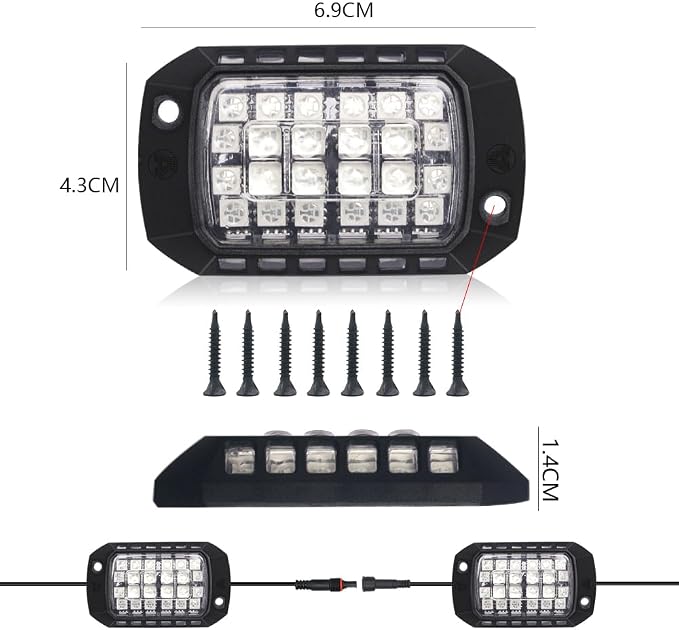 RGB Rock Lights, 8 Pods 36 LEDs SMD Chips Super Bright Pod Lights | 12V DC, Remote & App Control, Underglow Kit for Off Road Cars Trucks Jeep SUV UTV ATV RZR Golf Cart Wheel Well