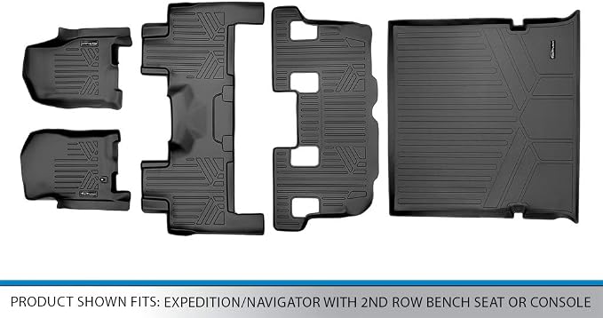 SMARTLINER Floor Mats and Cargo Liner Behind 2nd Row Set Compatible with 2007-2010 Ford Expedition
