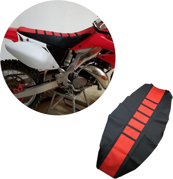 Motorcycle Universal Seat Cover Non-Slip Suitable Rubber Striped Seat Covers Soft For CRF150F CRF230F CRF250F CRF250R CRF450F CRF 150F 230F 450F 450R Dirt Pit Bike Motocross Off Road Motorbike