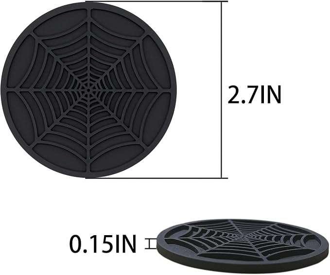 Car Cup Holder Coaster, 2 Pack Universal Auto Anti Slip Cup Holder Insert Ornaments Coaster, Durable, Suitable for Most Car Interior Accessories (Black-Spider Web)