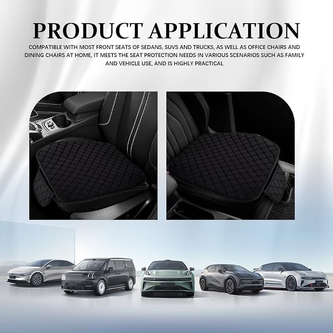 Leather Front Car Seat Cover, Anti-Slip Car Seat Bottom Covers, Full Wrapped Bottom Seat Protectors with Storage Pocket, Universal Comfortable Seat Cushion Fit Vehicles SUVs Trucks (K2-Black)
